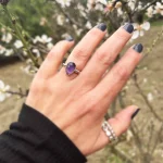Anillo artesanal en plata 950 con amatista natural – joyería hecha a mano