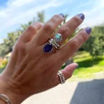 Anillo doble de plata con amatista y cuarzo místico