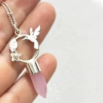 Collar para mujer de plata con cuarzo rosa