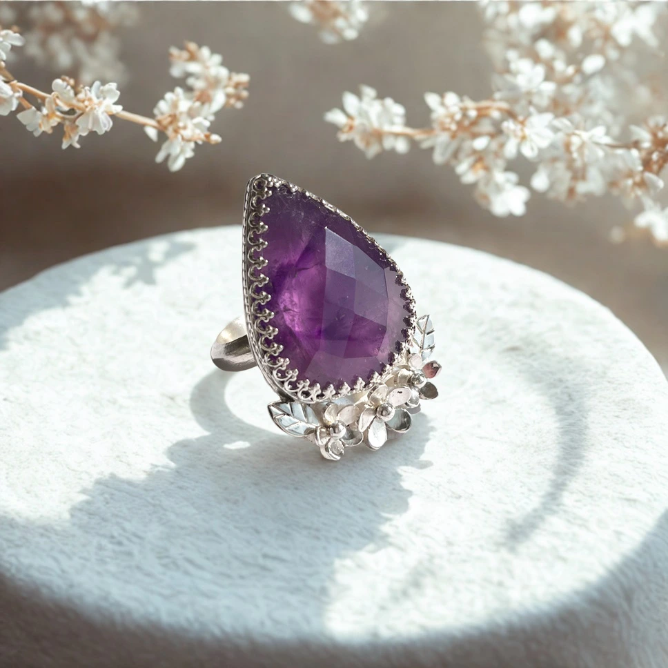 Anillo amatista natural