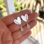 Aros de plata con piedra luna y cristales Swarovski
