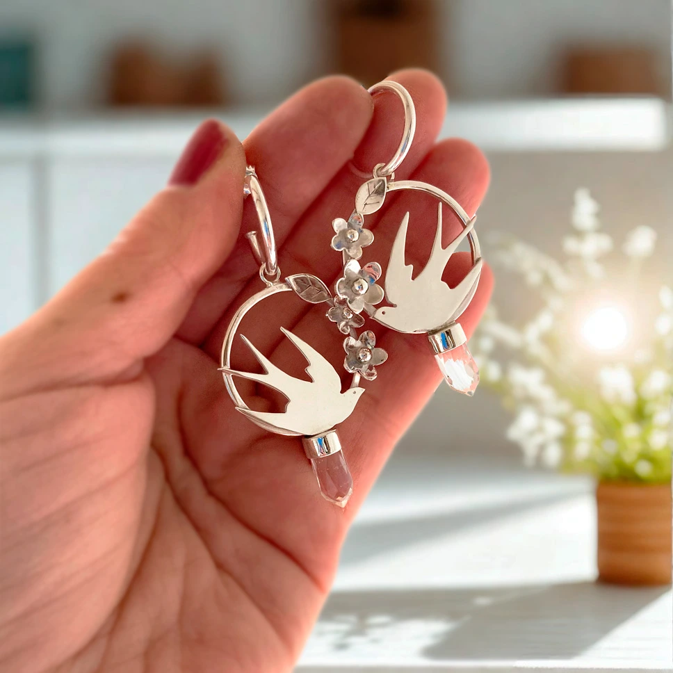 Aros golondrinas en plata