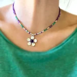 Collar Amelia de plata 950 con amatista y aventurina