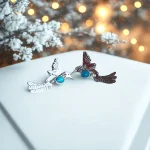 Aros exclusivos con diseño inspirado en la naturaleza – turquesa y plata