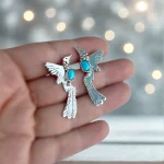 Aros delicados y elegantes de colibrí – joyas hechas a pedido en plata 950