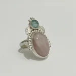 Anillo doble tono rosado y turquesa