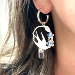Aros ligeros de golondrinas y flores en plata 950
