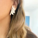 Aros medias margaritas en plata 950 hechos a mano
