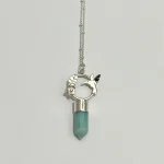 Collar elegante de colibrí con punta de larimar – joya hecha a pedido en plata 925