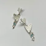 Aros con dos corazones en plata