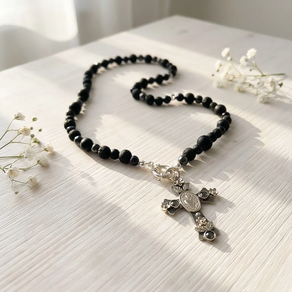 Colgante Cruz Corazón Divino de plata 950 con cristales Swarovski