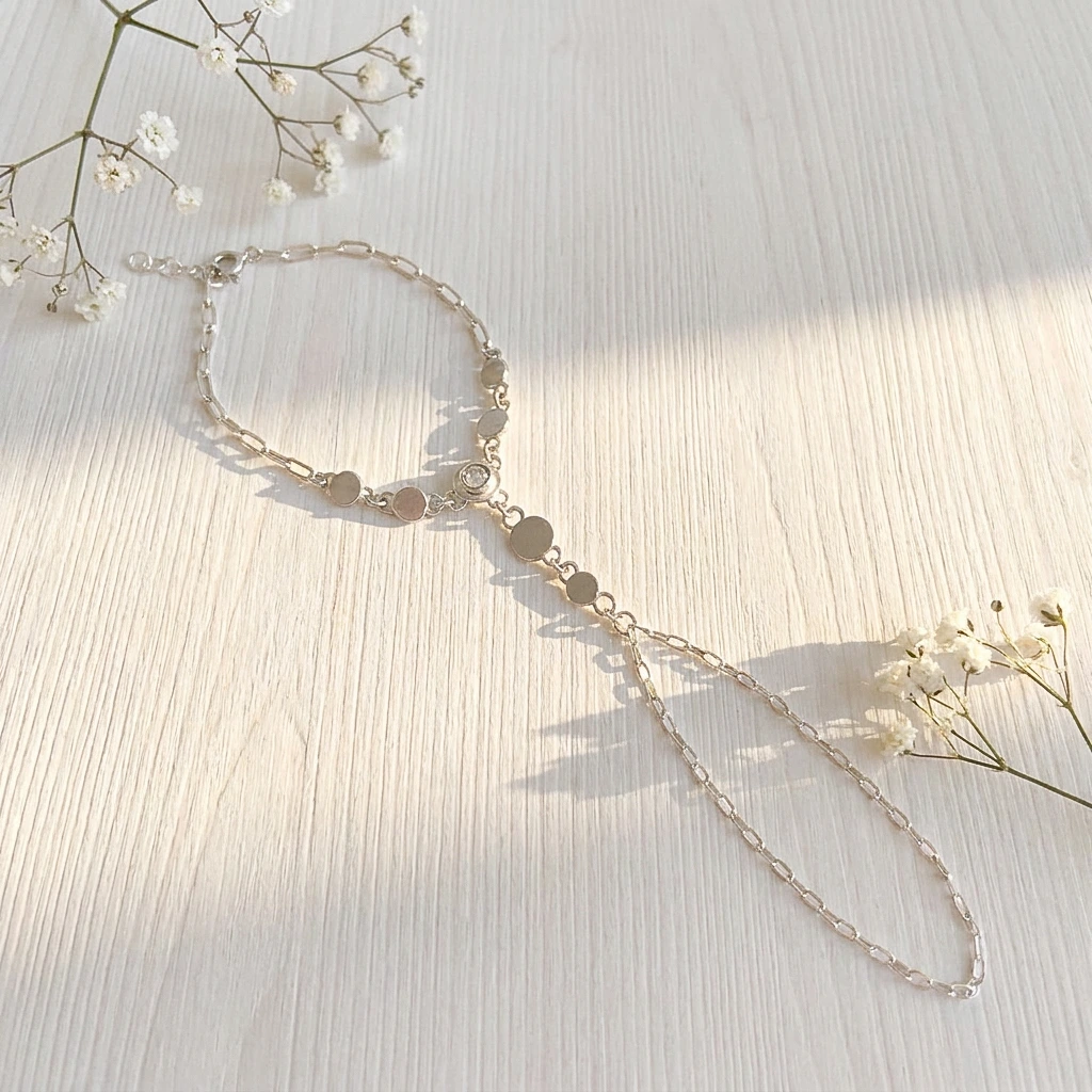Joya delicada para la mano brazalete elegante mano plata
