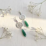 Aros con mandala - aventurina natural - cristales swarovski