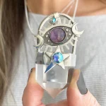 Joya mística de plata 950 con amatista y punta de cuarzo
