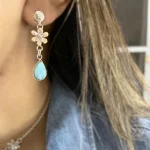 Joyería artesanal aros Jardín Eterno con larimar natural