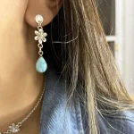 Aros Jardín Eterno de plata con flor y larimar natural