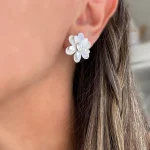 Aros flor de plata 950 hechos a mano