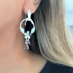 Aros de plata 950 con colibrí calado a mano
