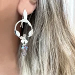 Aros Colibrí Primavera en plata con cristales Swarovski