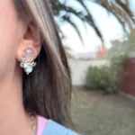 Aros hecho a mano en plata 950 con doblete de amazonita