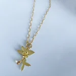 Colgante de colibrí dorado con gota de citrino natural