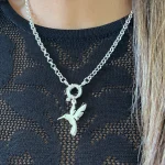 Collar Maxi Hope en plata 950 con colibrí artesanal