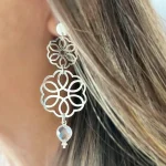 Aros artesanales mandala doble calados a mano en plata