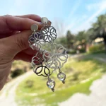Aros mandala de plata 950 con cuarzo cristal natural