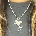 Colgante exclusivo colibrí silver con detalles florales