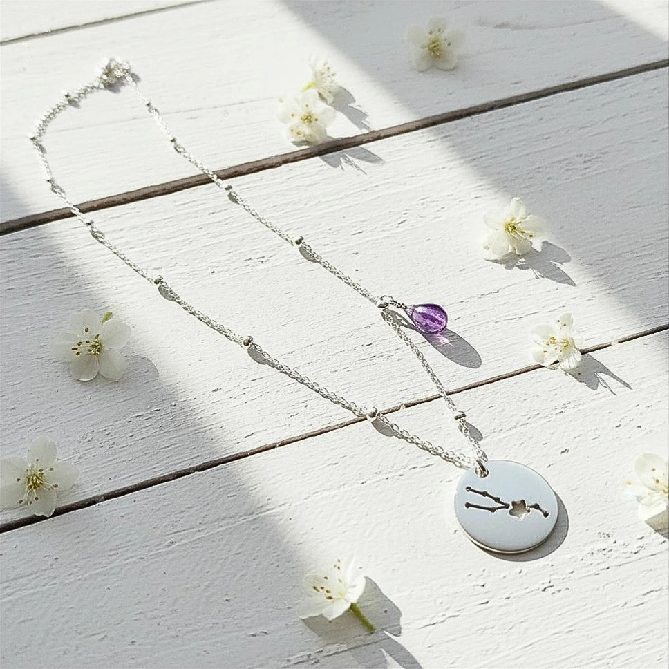 Collar constelación personalizado con signo y piedra natural