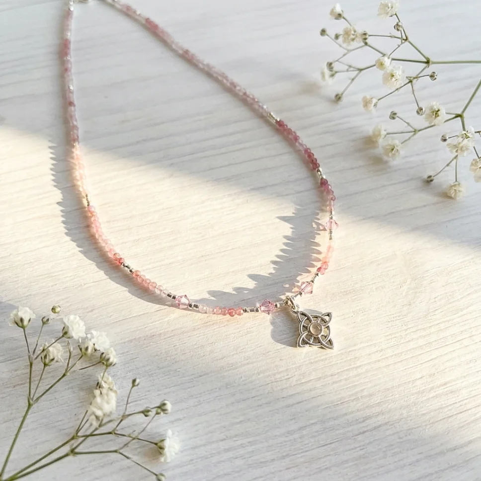Collar cuarzos rosas naturales