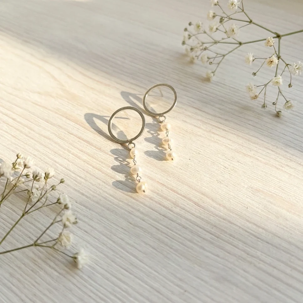 Aros de plata 950 con perlas naturales