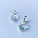Aros colibrí en vuelo con amatista, piedra luna o larimar