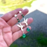 Aros colibrí de plata 950 con aventurina verde