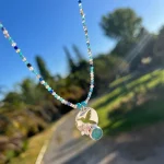 Collar colibrí silueta con calcedonia celeste y plata 950