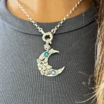 Colgante luna floral en plata 950 con cristales Swarovski