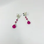 Aros largos de plata con piedra calcedonia fucsia