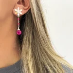 Joyas artesanales de plata 950 con piedras fucsias