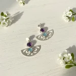 Aros Nordic de plata con amatista y calcedonia celeste