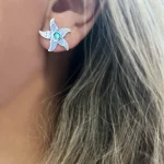 aros de plata martillada con cristal