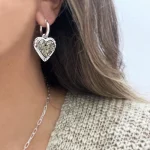 aros corazón de pirita hechos a mano