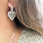 pendientes artesanales de pirita corazón