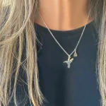 collar colibrí en plata 950 calado a mano