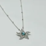 collar estrella de mar azul en plata
