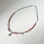 Collar delicado con flor y turmalinas rosas