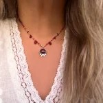 Joyería boho con granate grande en plata 950