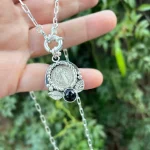 Medalla San Benito rodeada de pelotitas de plata 950