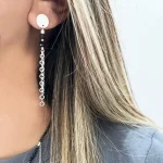 Aros de plata con piedras naturales y cadenas colgantes