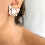 Aros mariposas dobles de plata hechos a mano