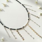 Collar hilos de plata con spinel negro
